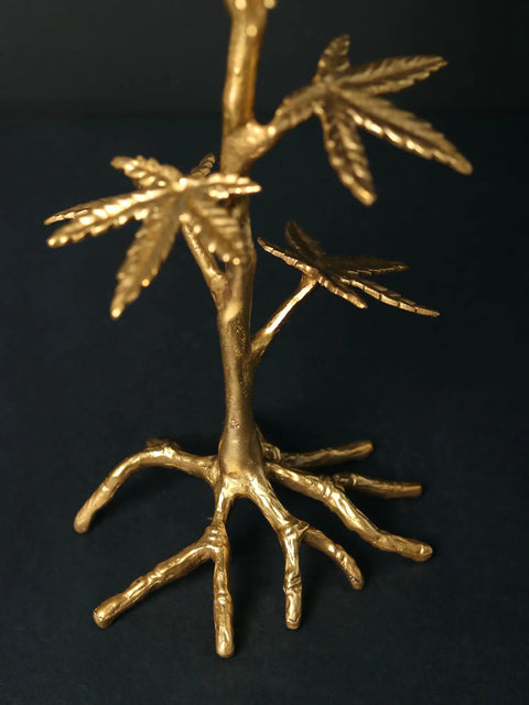 10" Brass Candle Stand with Leaves