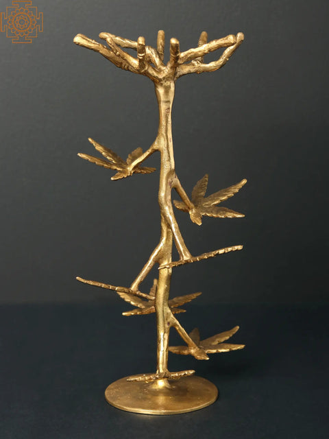 10" Brass Candle Stand with Leaves