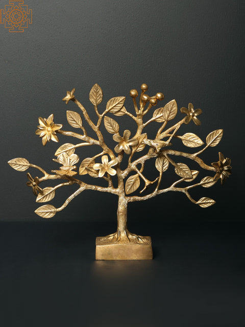 10" Brass Tree with Flowers and Butterfly