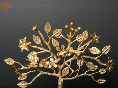 10" Brass Tree with Flowers and Butterfly