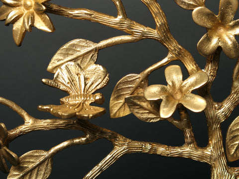 10" Brass Tree with Flowers and Butterfly