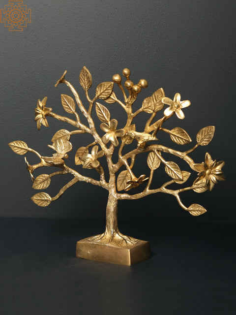 10" Brass Tree with Flowers and Butterfly