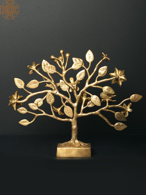 10" Brass Tree with Flowers and Butterfly