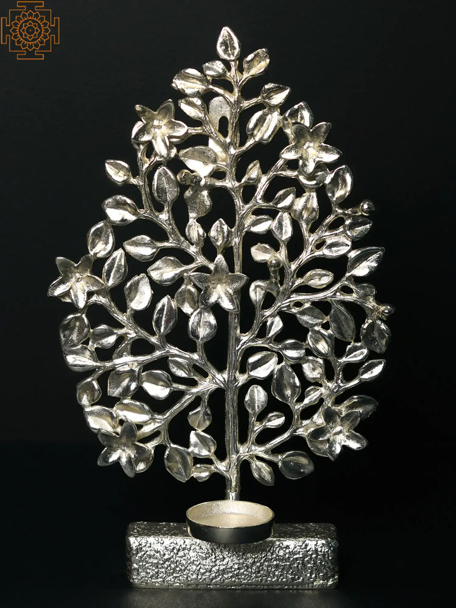 10" Tree of Life Brass Candle Holder Statue