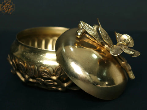 5" Brass Bowl with Leaf Base Stand
