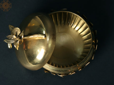 5" Brass Bowl with Leaf Base Stand