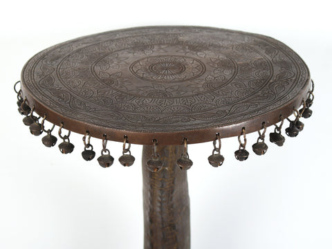 19" Brass Crocodile Stool with Hanging Bells (Rare Item)