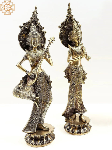 20" Thai Musician Ladies | Brass Statue