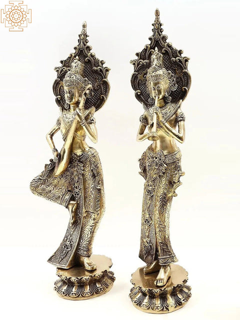 20" Thai Musician Ladies | Brass Statue