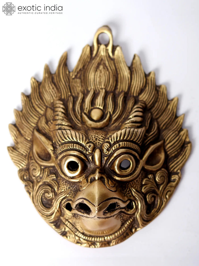 5" Brass Garuda Wall Hanging Mask for Home Decor