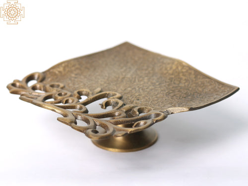 5" Small Brass Designer Serving Platter for Home Decor