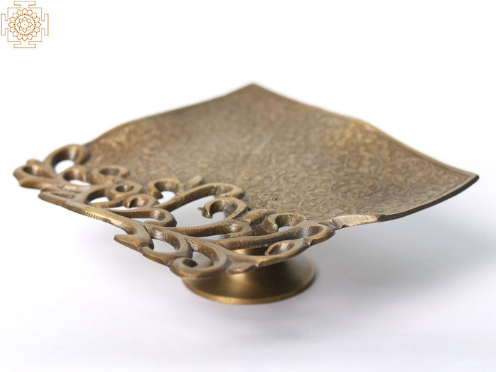 5" Small Brass Designer Serving Platter for Home Decor