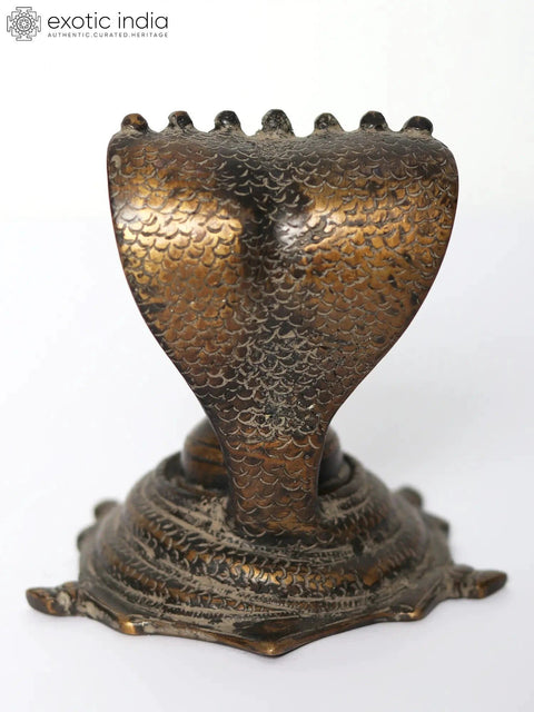 4" Small Shivalinga on Turtle Pedestal In Brass