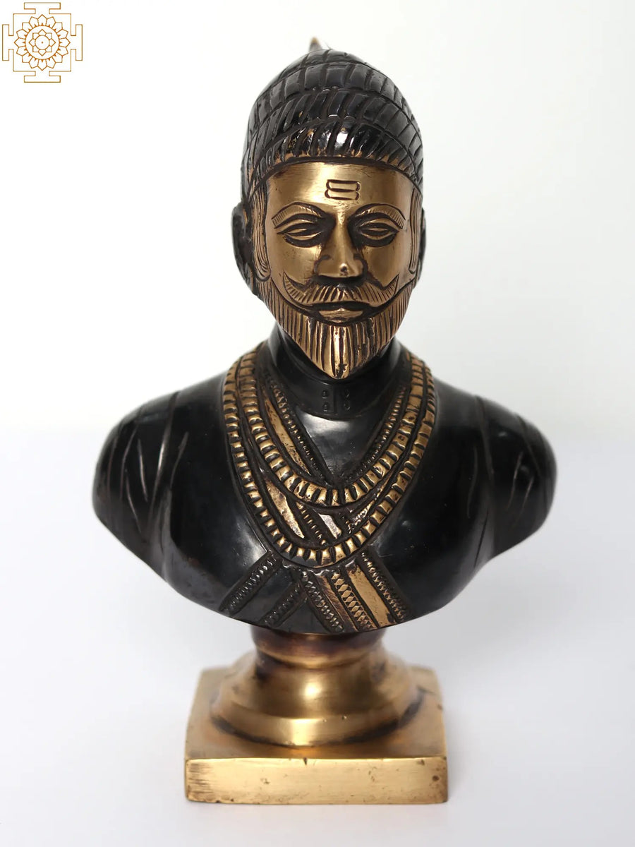 6" Brass Chatrapati Shivaji Maharaj Statue for Home Decor