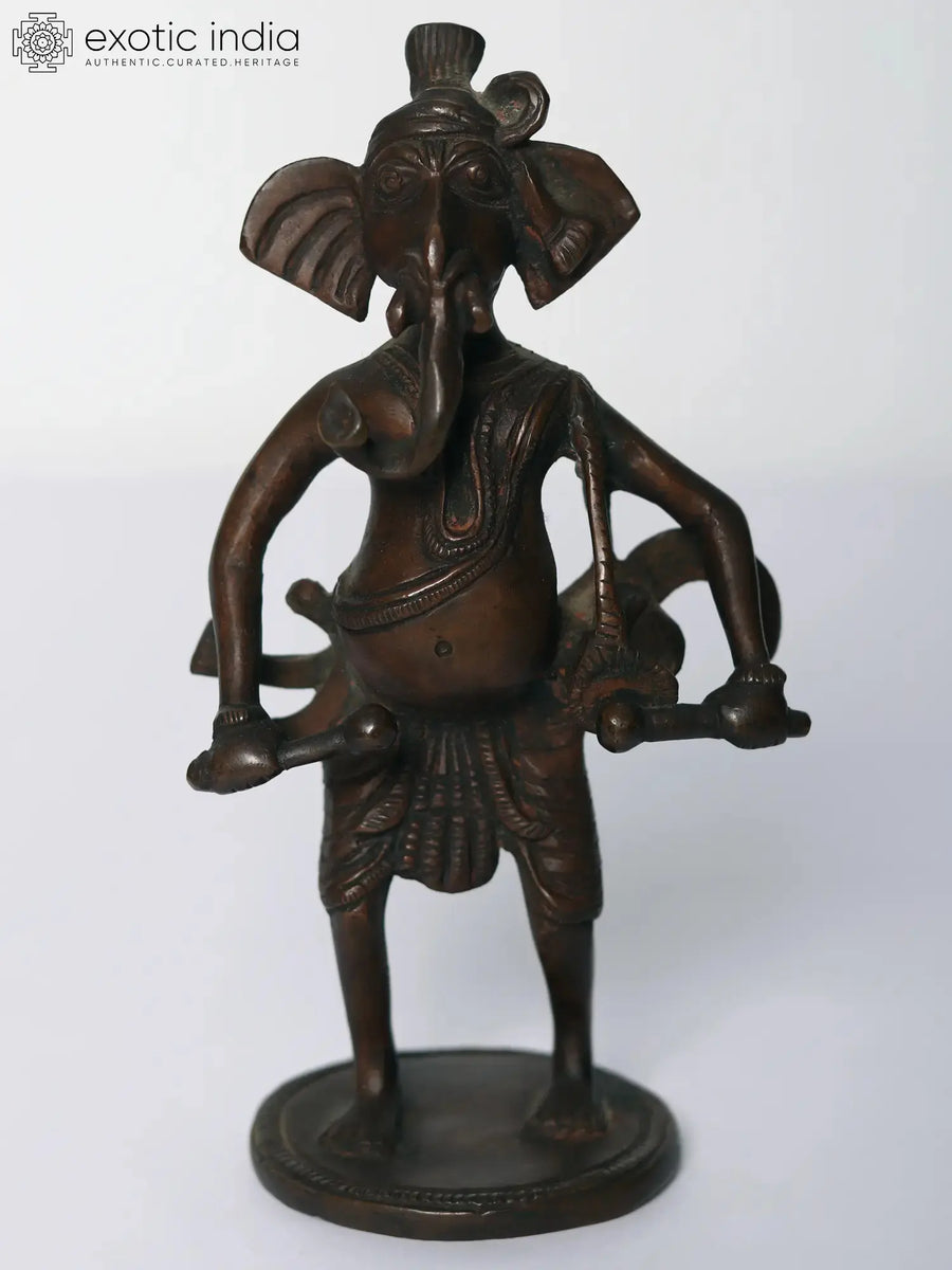 6" Lord Ganesha Tribal Brass Statue for Home Decor