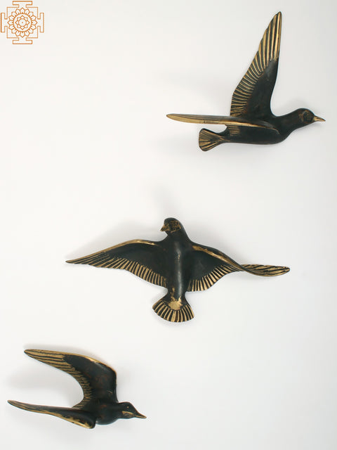 Decorative Birds In Brass (Set of 5) | Wall Decor