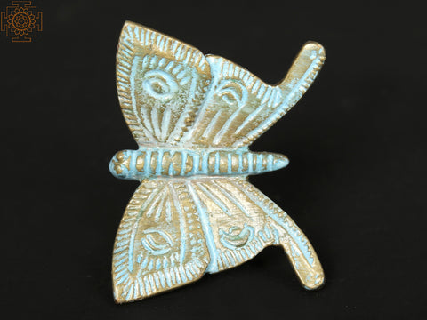 3" Hand-Painted Blue and Golden Butterfly | Wall Decor