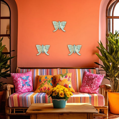 3" Hand-Painted Blue and Golden Butterfly | Wall Decor