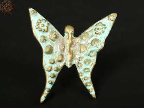 2" Hand-Painted Brass Butterfly Wall Hanging