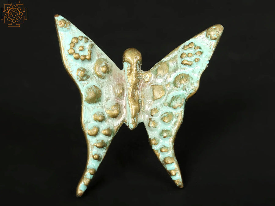 2" Hand-Painted Brass Butterfly Wall Hanging