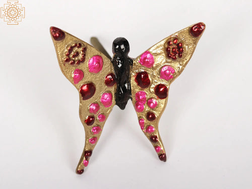 3" Brass Colorful Butterfly Wall Hanging for Home Decor