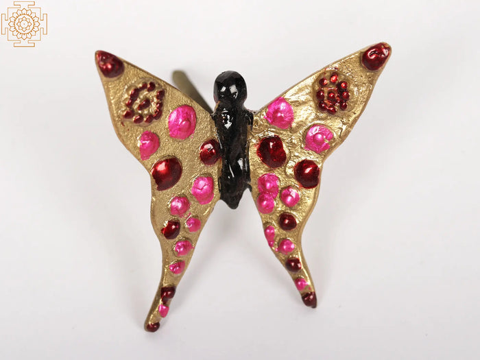 3" Brass Colorful Butterfly Wall Hanging for Home Decor