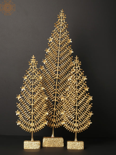Decorative Brass Christmas Tree (Set of 3)