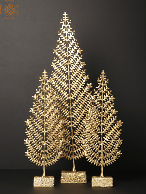 Decorative Brass Christmas Tree (Set of 3)