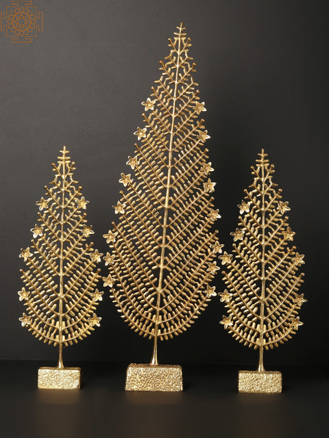 Decorative Brass Christmas Tree (Set of 3)