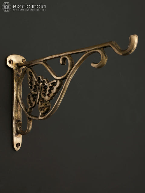 9" Brass Wall Hanging Butterfly Bracket | Home Decor