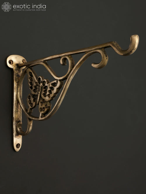 9" Brass Butterfly Wall Hanging Bracket for Home Decor