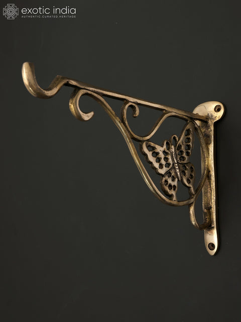 9" Brass Wall Hanging Butterfly Bracket | Home Decor