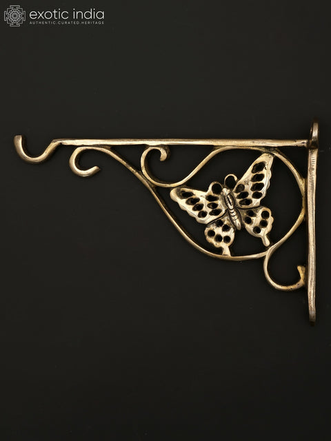 9" Brass Wall Hanging Butterfly Bracket | Home Decor