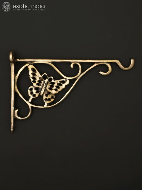 9" Brass Wall Hanging Butterfly Bracket | Home Decor