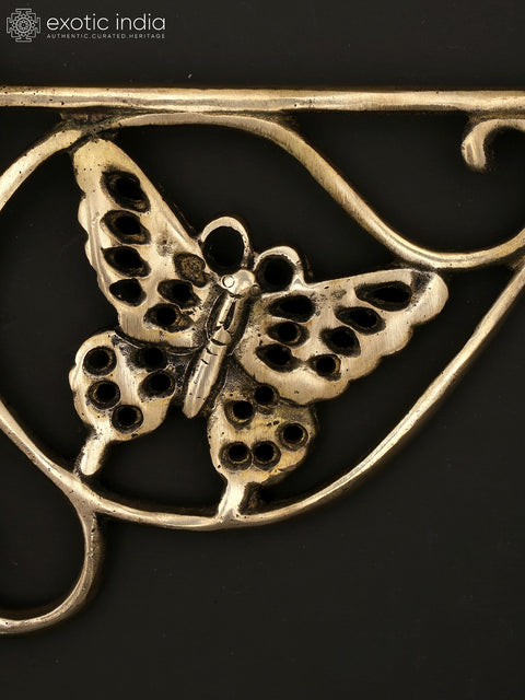 9" Brass Wall Hanging Butterfly Bracket | Home Decor