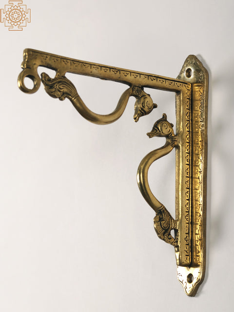 9" Brass Peacock Design Mount Bracket | Wall Hanging