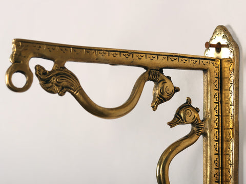 9" Brass Peacock Design Mount Bracket | Wall Hanging