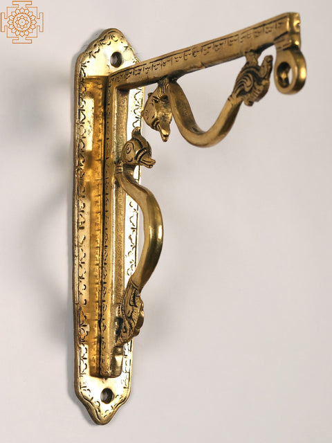 9" Brass Peacock Design Mount Bracket | Wall Hanging