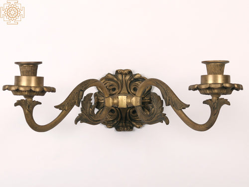 14" Brass Wall Mounted Candle Holder for Home Decor