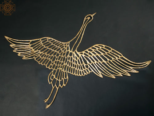 Brass Crane Wall Hanging Sculpture