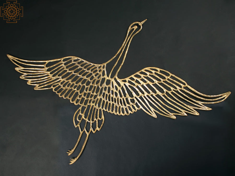 Brass Crane Wall Hanging Sculpture