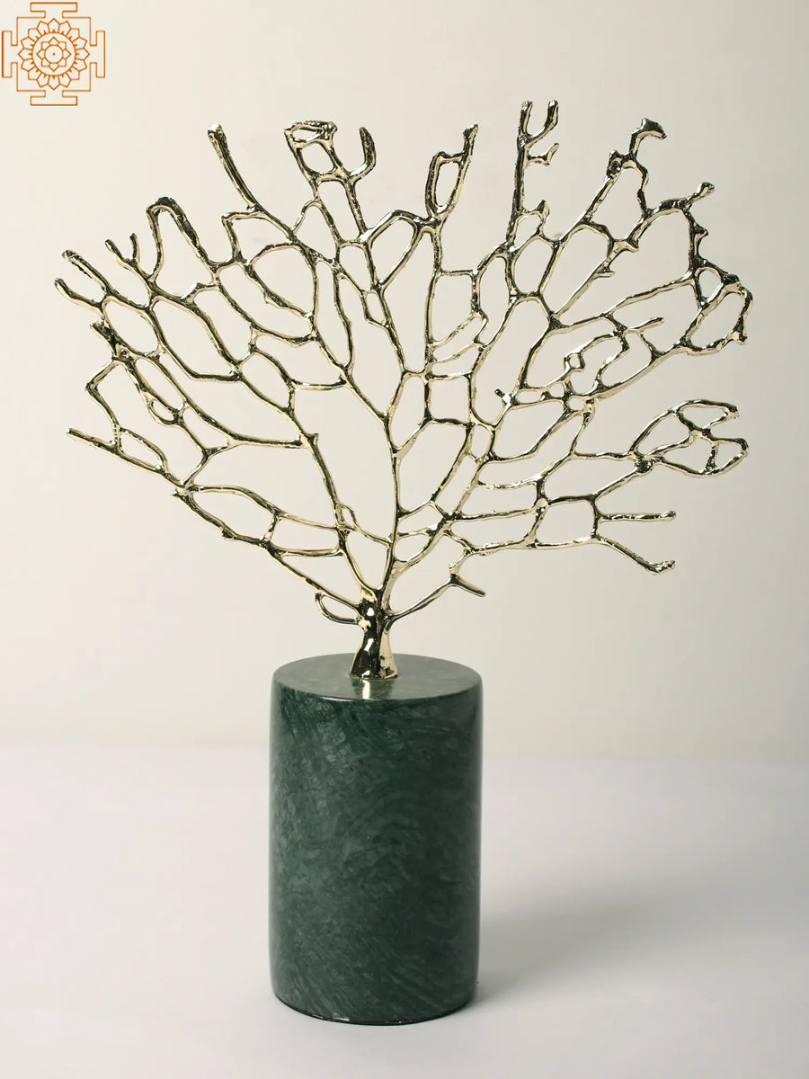 Gold Plated Marble Tree Home Decor Statue