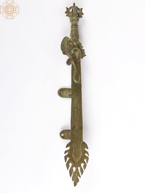 15" Sword of Wisdom Brass Door Handle Buddhist Statue