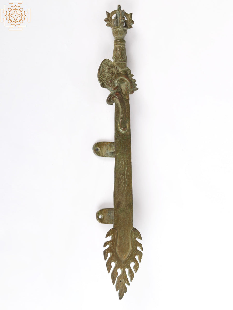 15" Sword of Wisdom Brass Door Handle Buddhist Statue