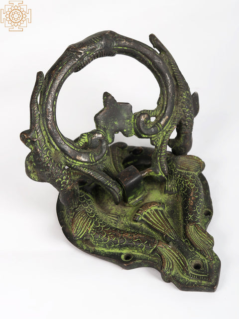 Bat Door Knocker with Peacock on Knocker Ring