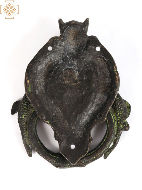 Bat Door Knocker with Peacock on Knocker Ring