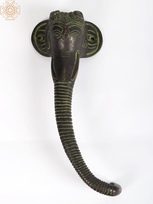 9" Brass Elephant Head Door Handle