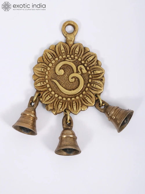 7" Om Brass Hanging Bell for Home Pooja