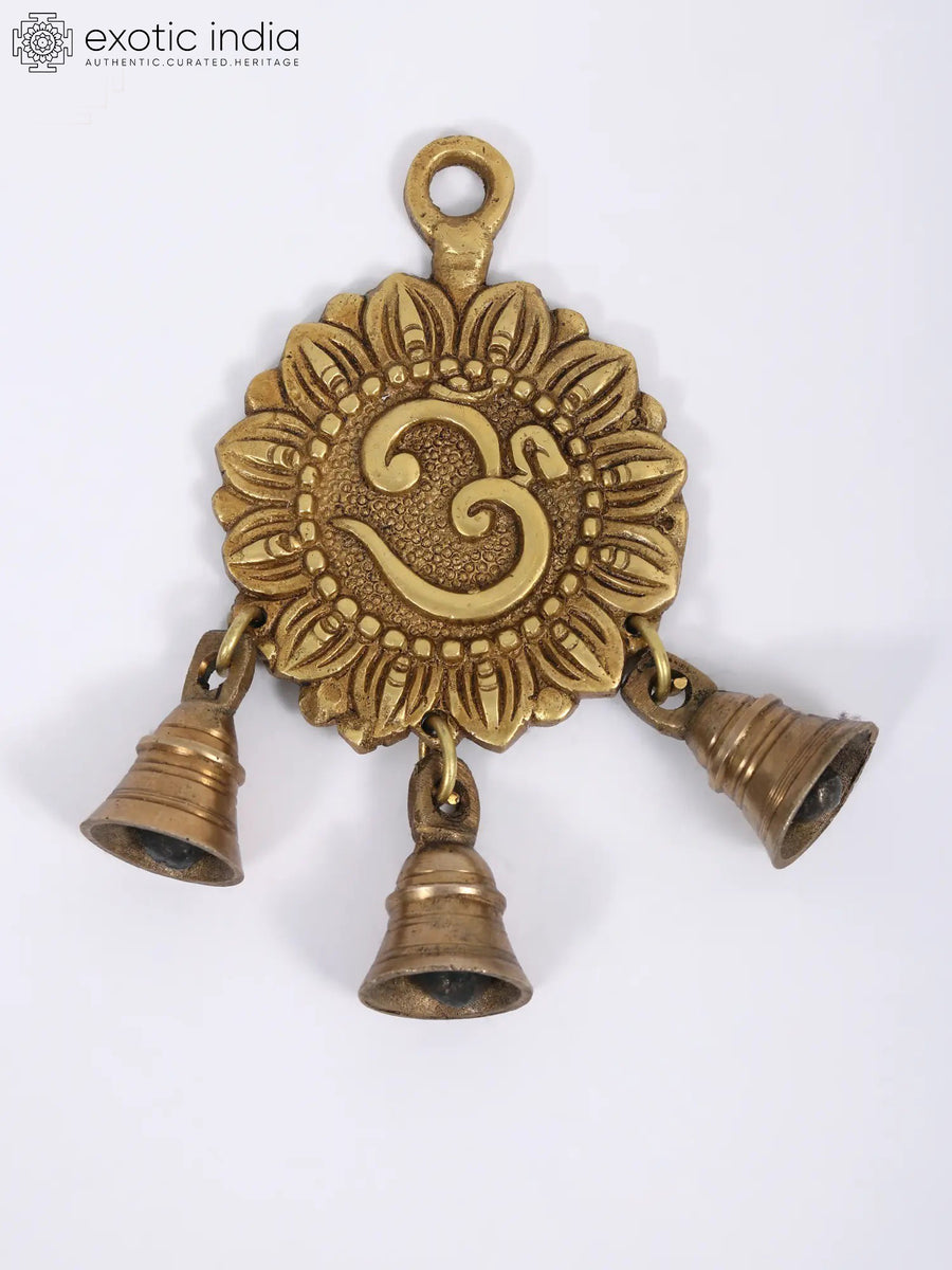 7" Om Brass Hanging Bell for Home Pooja