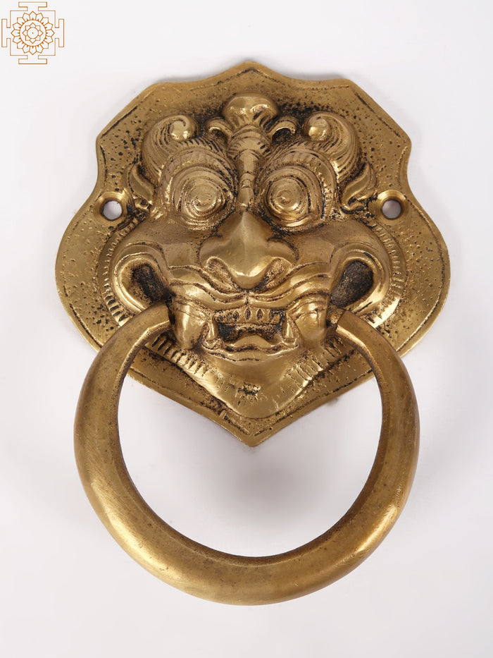 5" Brass Kirtimukha Door Knocker for Home Decor
